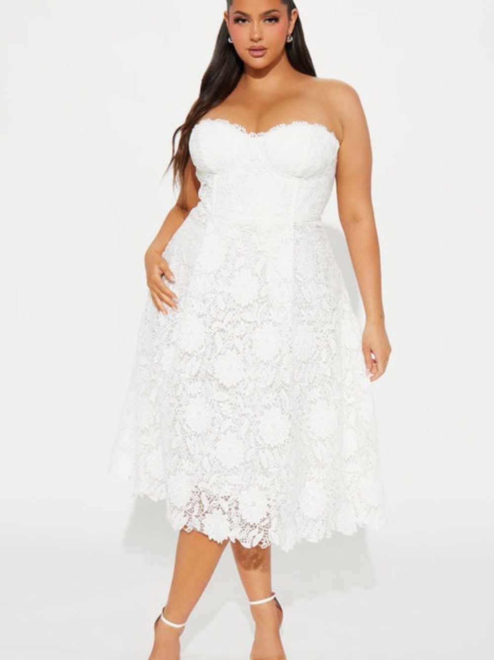 Fashion Nova “Isn’t She Lovely” Curve Lace MIDI Dress | 1XL | Wedding NWT